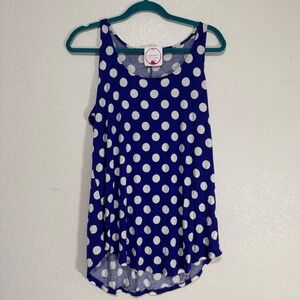 Sheila Rose Polka Dot Tank Top Blue White Women's Size‎ L